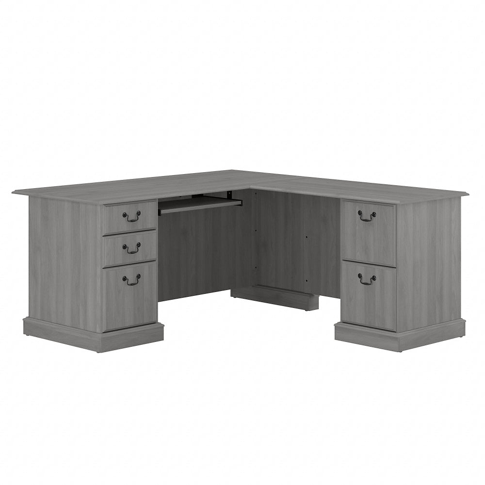 Bush Business Furniture Saratoga 66inW L-Shaped Corner Desk With Drawers, Modern Gray, Standard Delivery