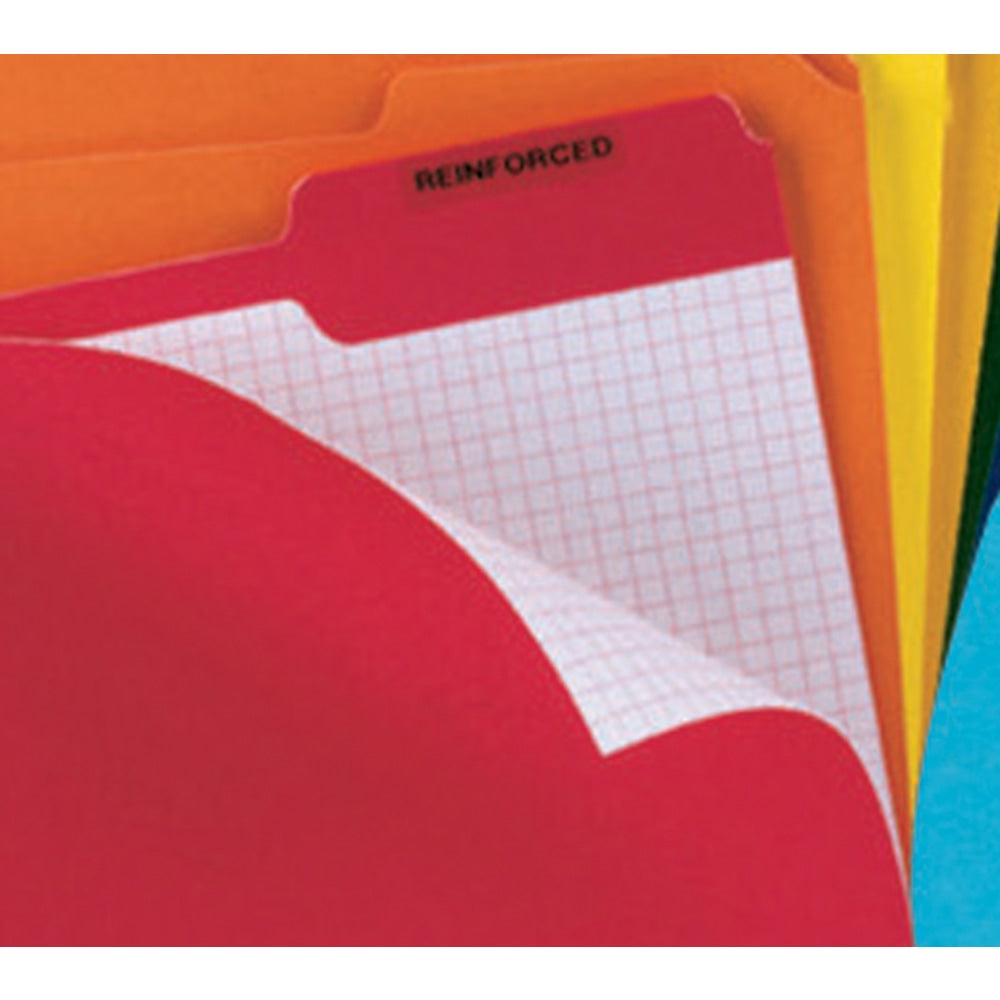 Office Depot Brand Reinforced Tab Color File Folders With Interior Grid, 1/3 Cut, Letter Size, Assorted Colors, Box Of 100