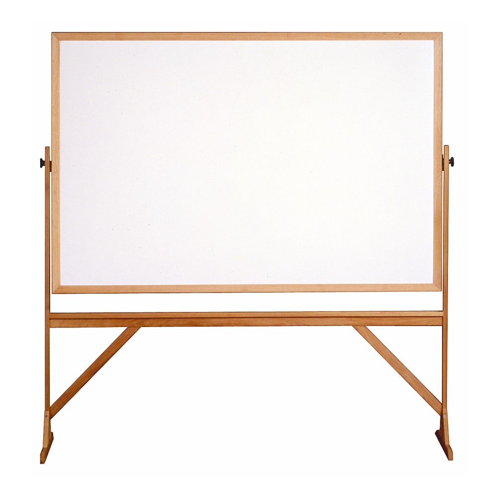 Ghent 2-Sided Dry-Erase Whiteboard, 78 1/8in x 77 1/4in, Wood Frame With Brown Finish