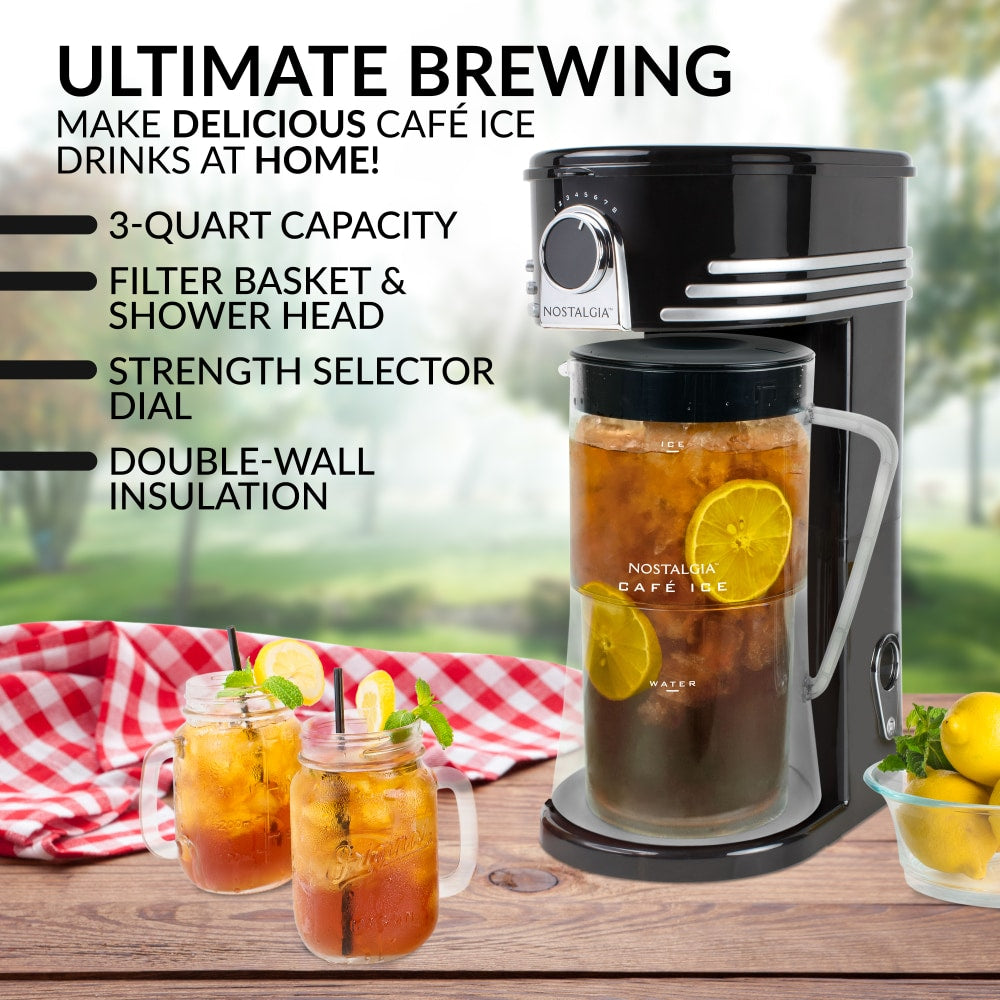 Nostalgia Electrics Ice Brew 12-Cup Tea And Coffee Maker, Black