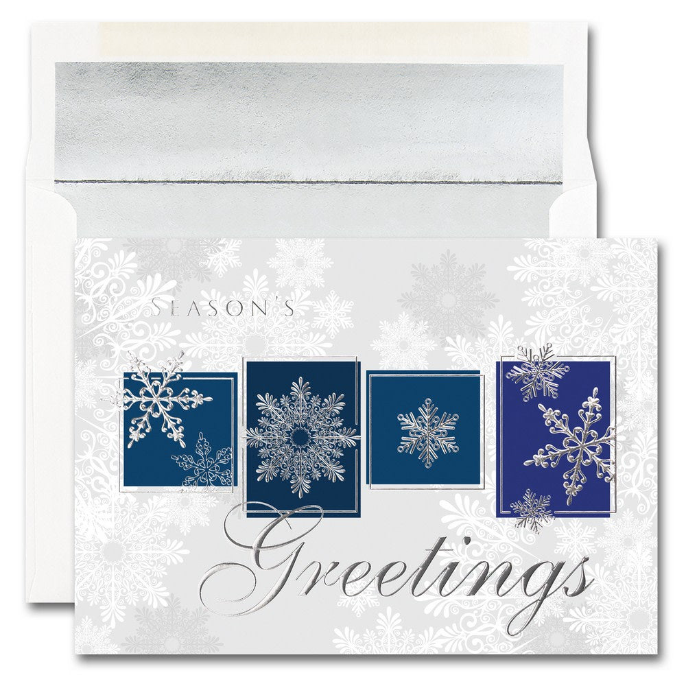 JAM Paper Christmas Card Set, Snowflake Greeting Blocks, Set Of 25 Cards and 25 Envelopes