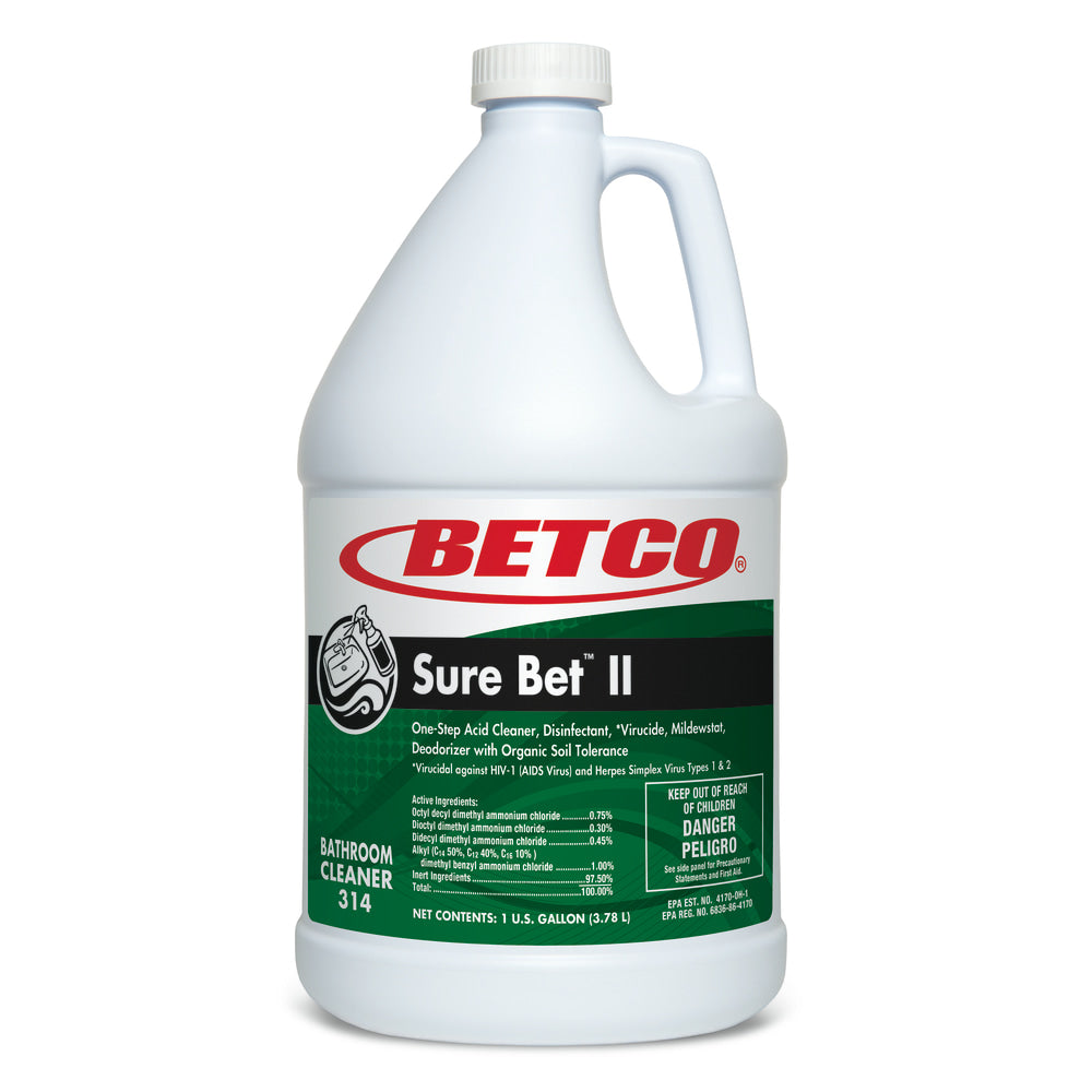 Betco Sure Bet II Multipurpose Cleaner, Green, 1-Gallon Bottle, Case Of 4 Bottles