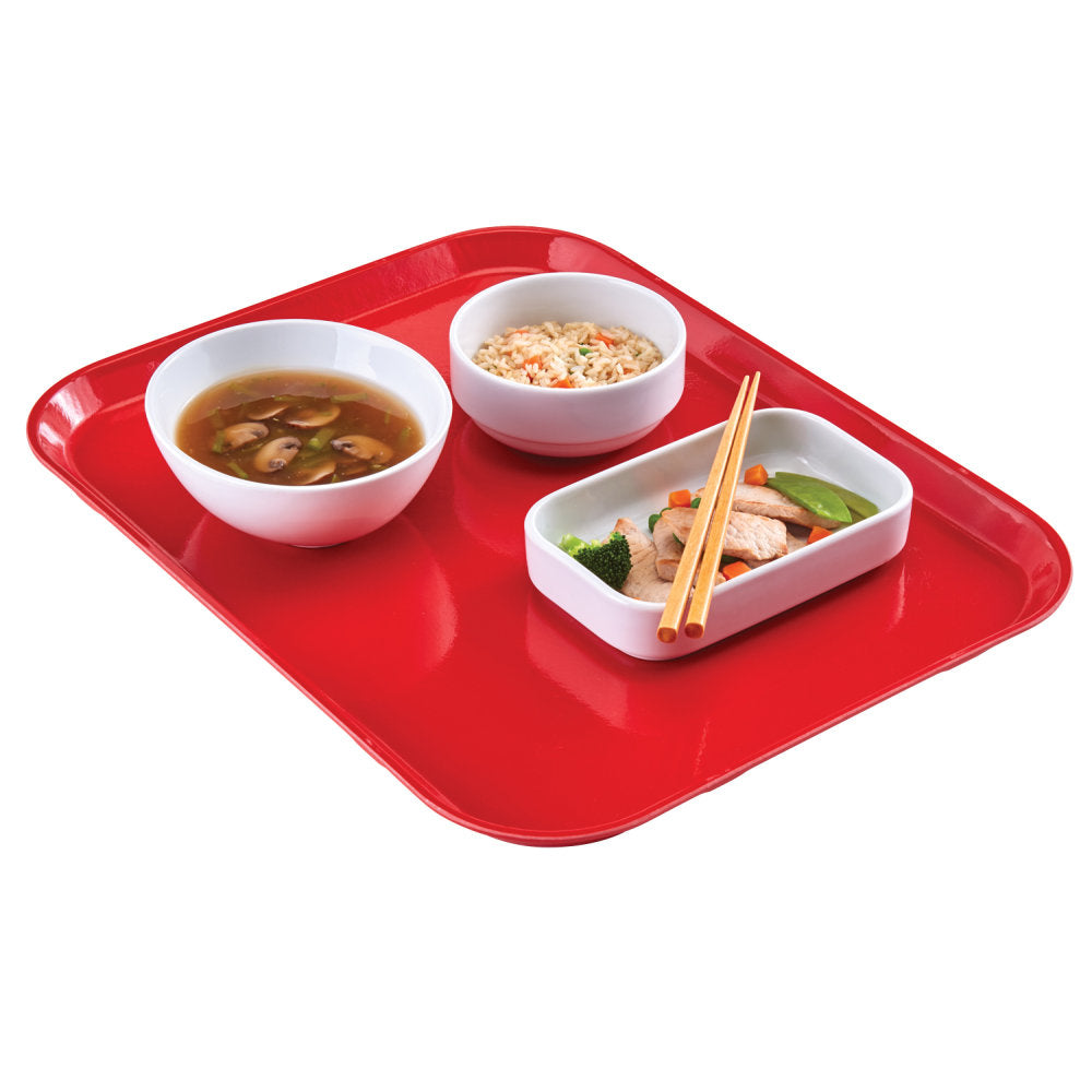 Cambro Camtray Rectangular Serving Trays, 15in x 20-1/4in, Cambro Red, Pack Of 12 Trays