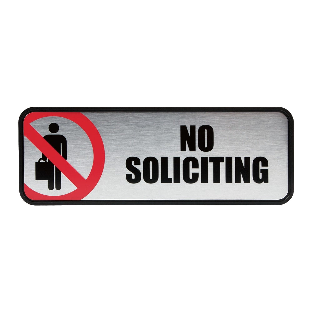 Cosco Brushed Metal "No Soliciting" Sign, 3in x 9in