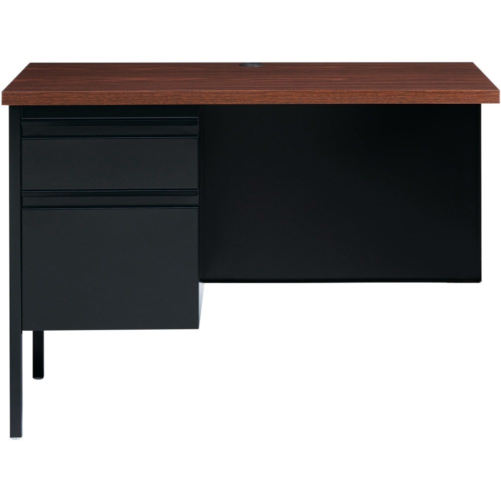 Lorell Fortress Series 42inW Steel Pedestal Return Desk, Left, Black/Walnut