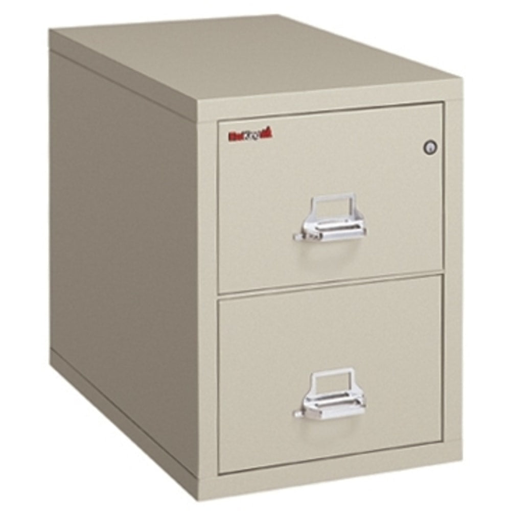 FireKing UL 1-Hour 31-5/8inD Vertical 2-Drawer Legal-Size Fireproof File Cabinet, Metal, Parchment, White Glove Delivery