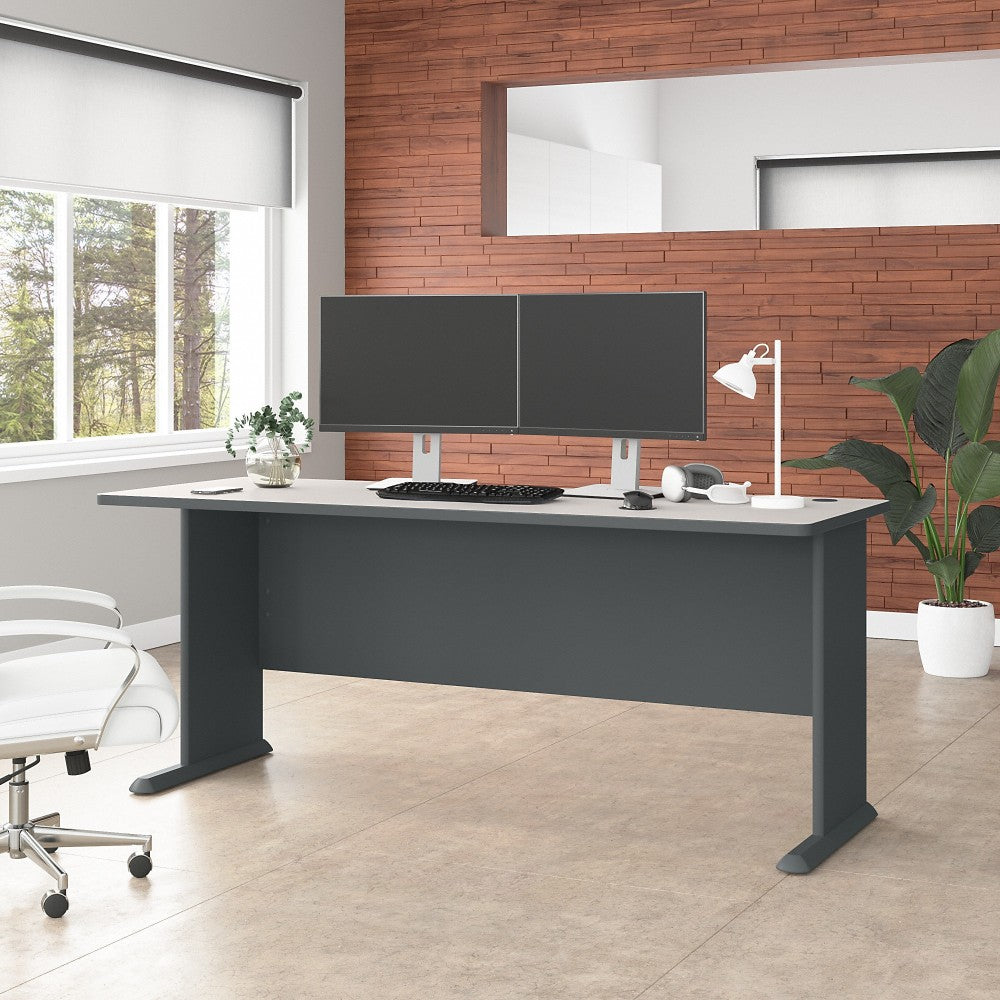 Bush Business Furniture Office Advantage 72inW Computer Desk, Slate/White Spectrum, Standard Delivery