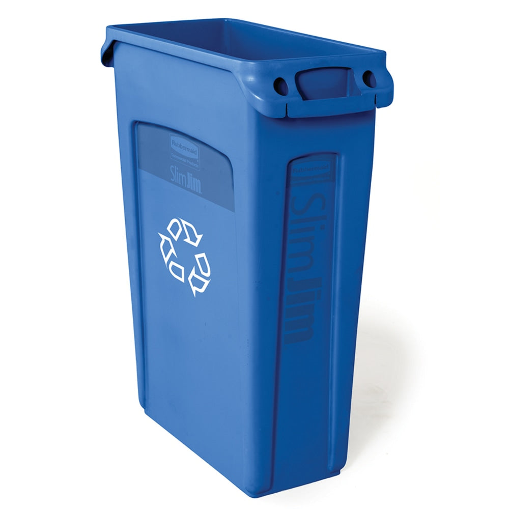 Rubbermaid Commercial Slim Jim Recycle Waste Container, 23-Gallons, Blue