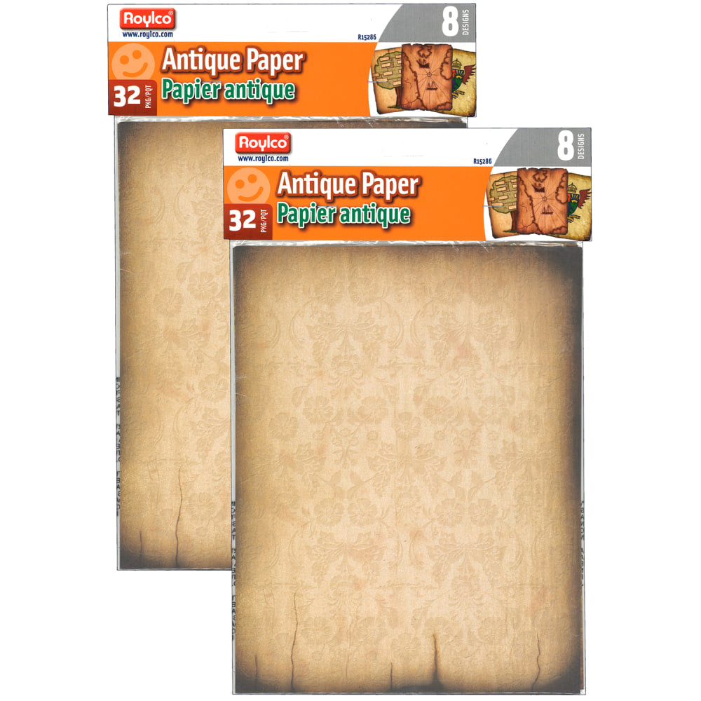 Roylco Antique Paper, 8-1/2in x 11in, Multicolor, 32 Sheets Per Pack, Set Of 2 Packs