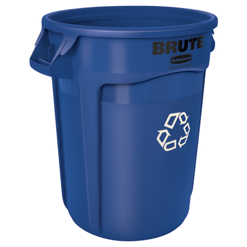 Rubbermaid Heavy-Duty Recycling Container, 32 Gallons, 27in x 22in x 22in, Blue