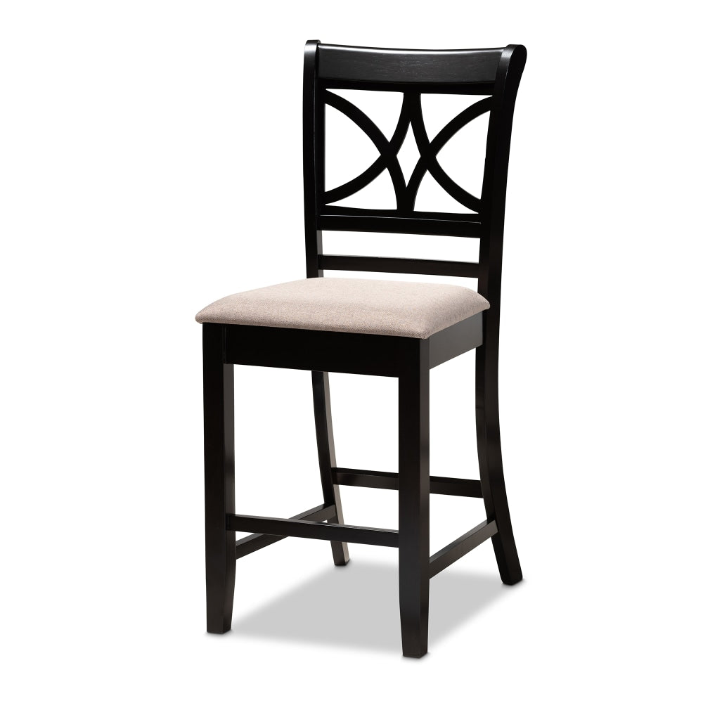 Baxton Studio Chandler 5-Piece Pub Set, 36inH x 35-7/16inW x 35-7/16inD, Sand/Espresso