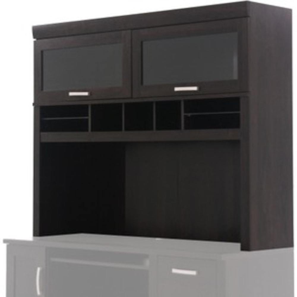 Sauder Office Port Computer Credenza Hutch, Dark Alder