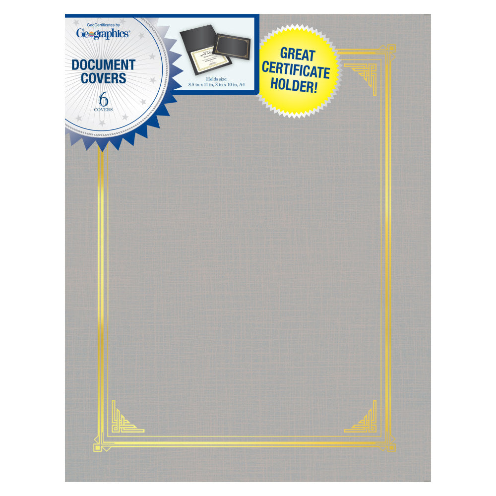 Geographics Document Covers, 9 1/2in x 12 1/4in, Gray, Pack Of 6