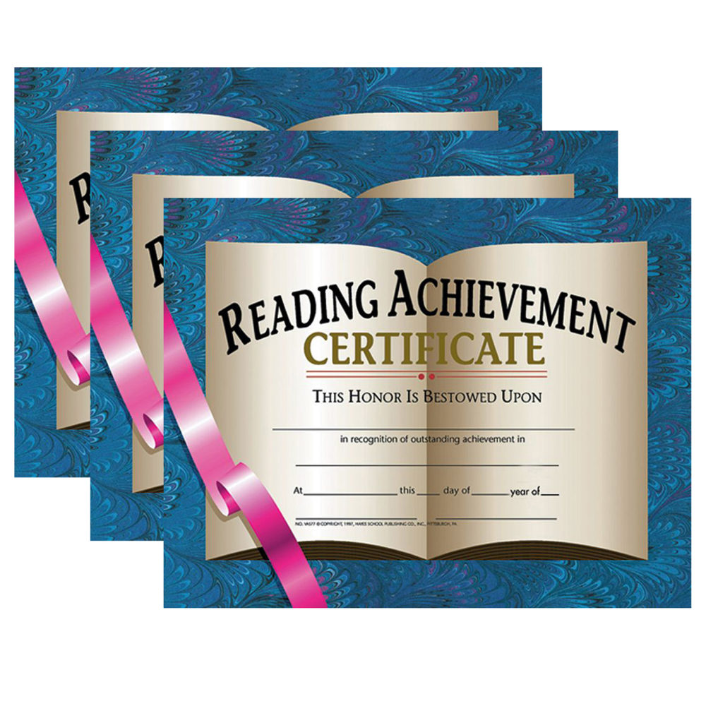 Hayes Certificates, 8-1/2in x 11in, Reading Achievement, 30 Certificates Per Pack, Set Of 3 Packs