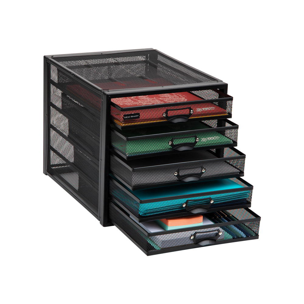 Mind Reader 5-Drawer File Storage Desk Organizer, 11in H x 14in W x 11in D, Black