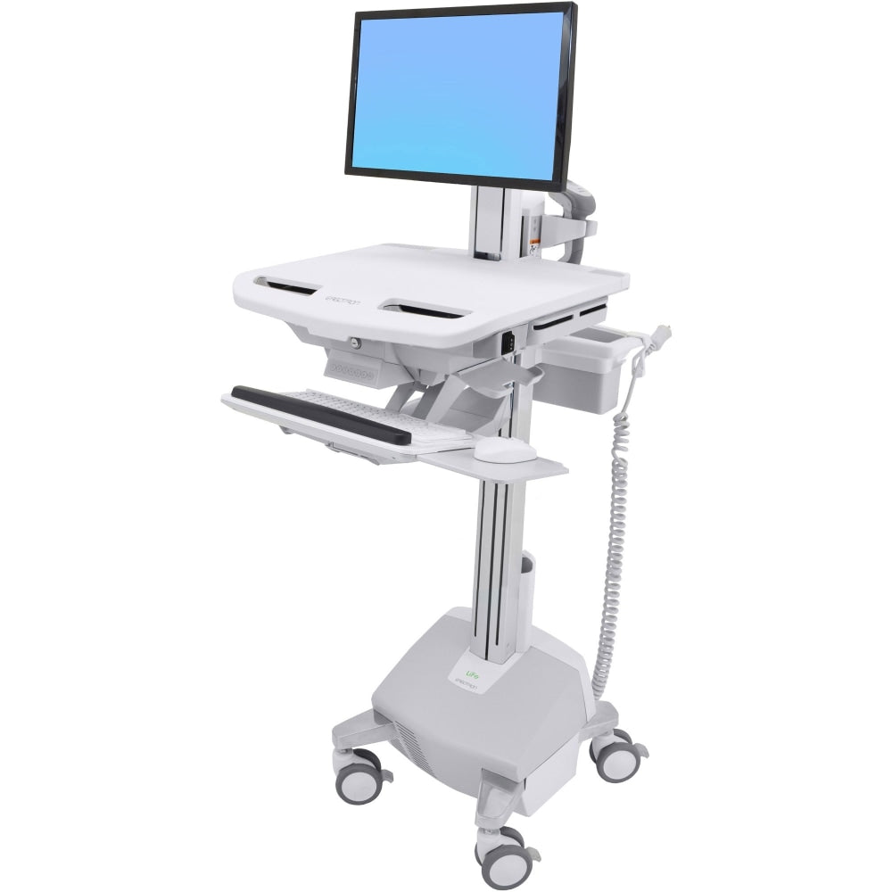 Ergotron StyleView Electric Lift Cart With LCD Pivot, 56-1/2inH x 34inW x 24-1/2inD, White