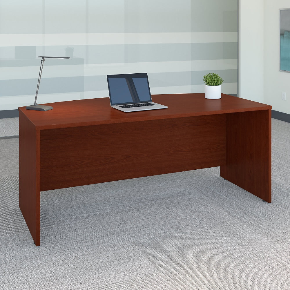 Bush Business Furniture Components Bow Front Desk, 72inW x 36inD, Mahogany, Standard Delivery