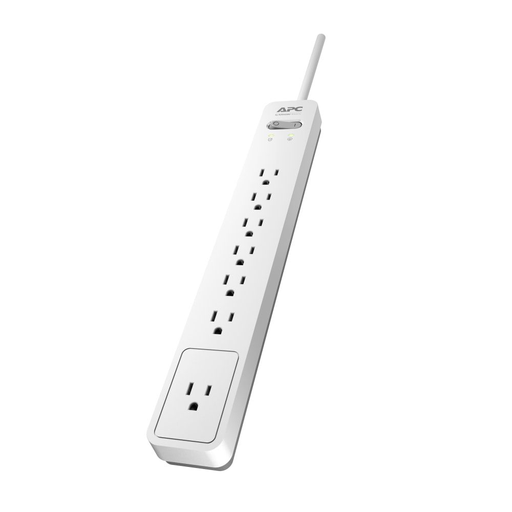 APC Essential SurgeArrest 7-Outlet Surge Protector, 6ft Cord, White/Gray, PE76WG