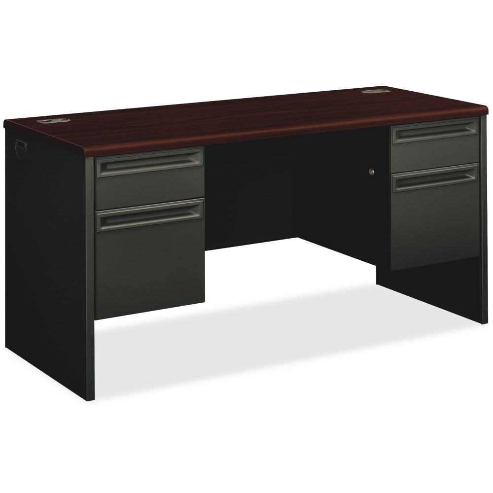 HON 38000 Kneespace 60inW Computer Desk Credenza, Mahogany/Charcoal