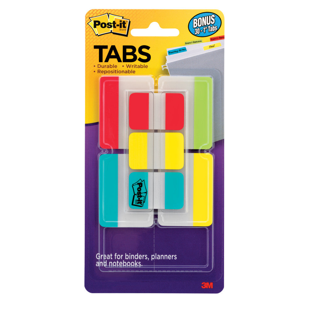 Post-it Notes Durable Filing Tabs, 1in And 2in Tabs, Pack Of 7 Pads