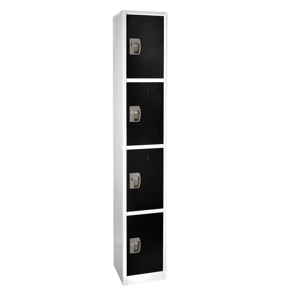 Alpine AdirOffice 4-Tier Steel Lockers, 72inH x 12inW x 12inD, Black, Pack Of 4 Lockers