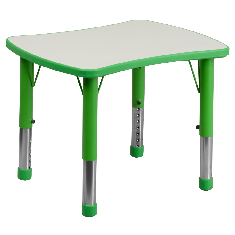 Flash Furniture 27inW Rectangular Plastic Height-Adjustable Activity Table, Green