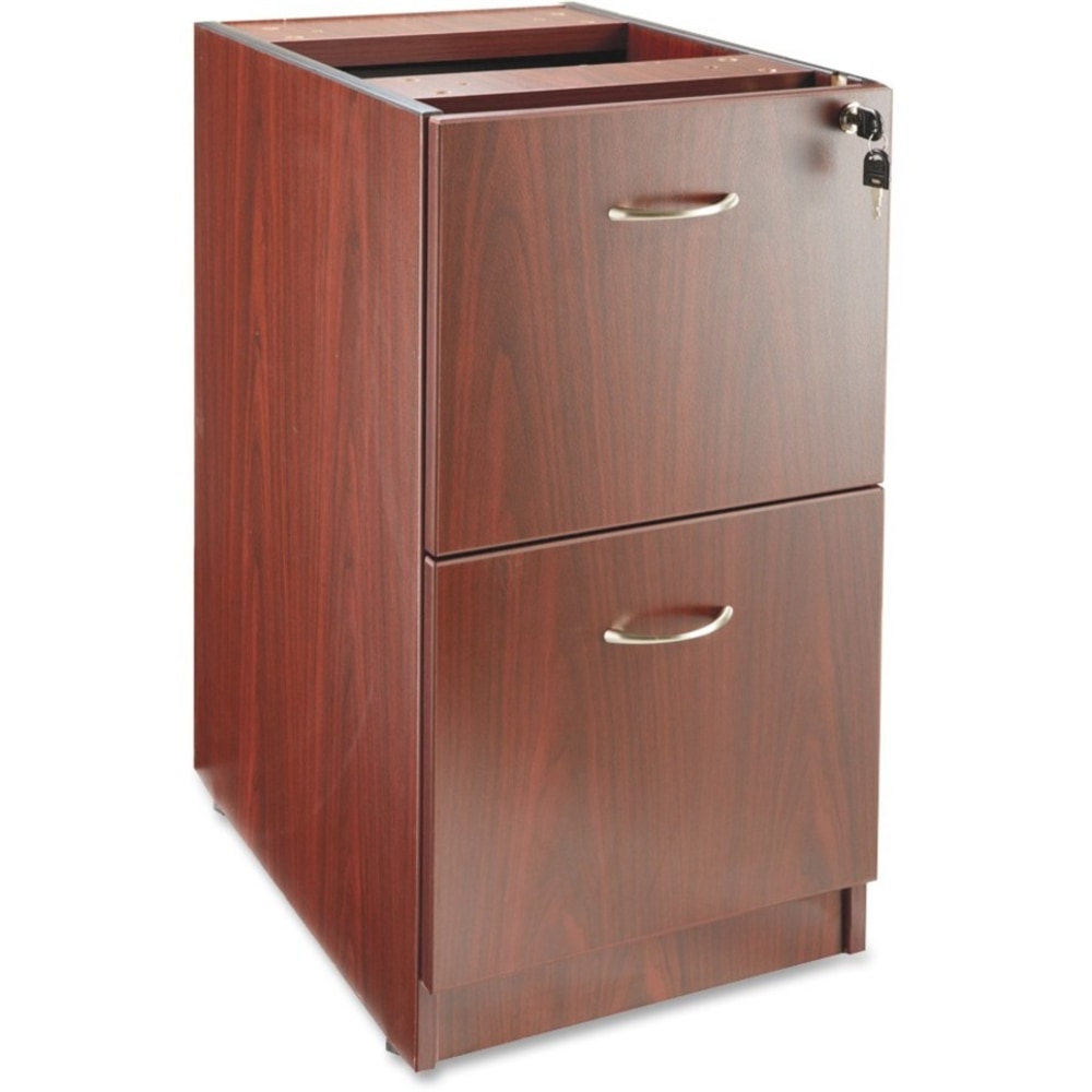 Lorell Essentials 16inW Vertical 2-Drawer Fixed Pedestal File Cabinet For Computer Desk, Mahogany