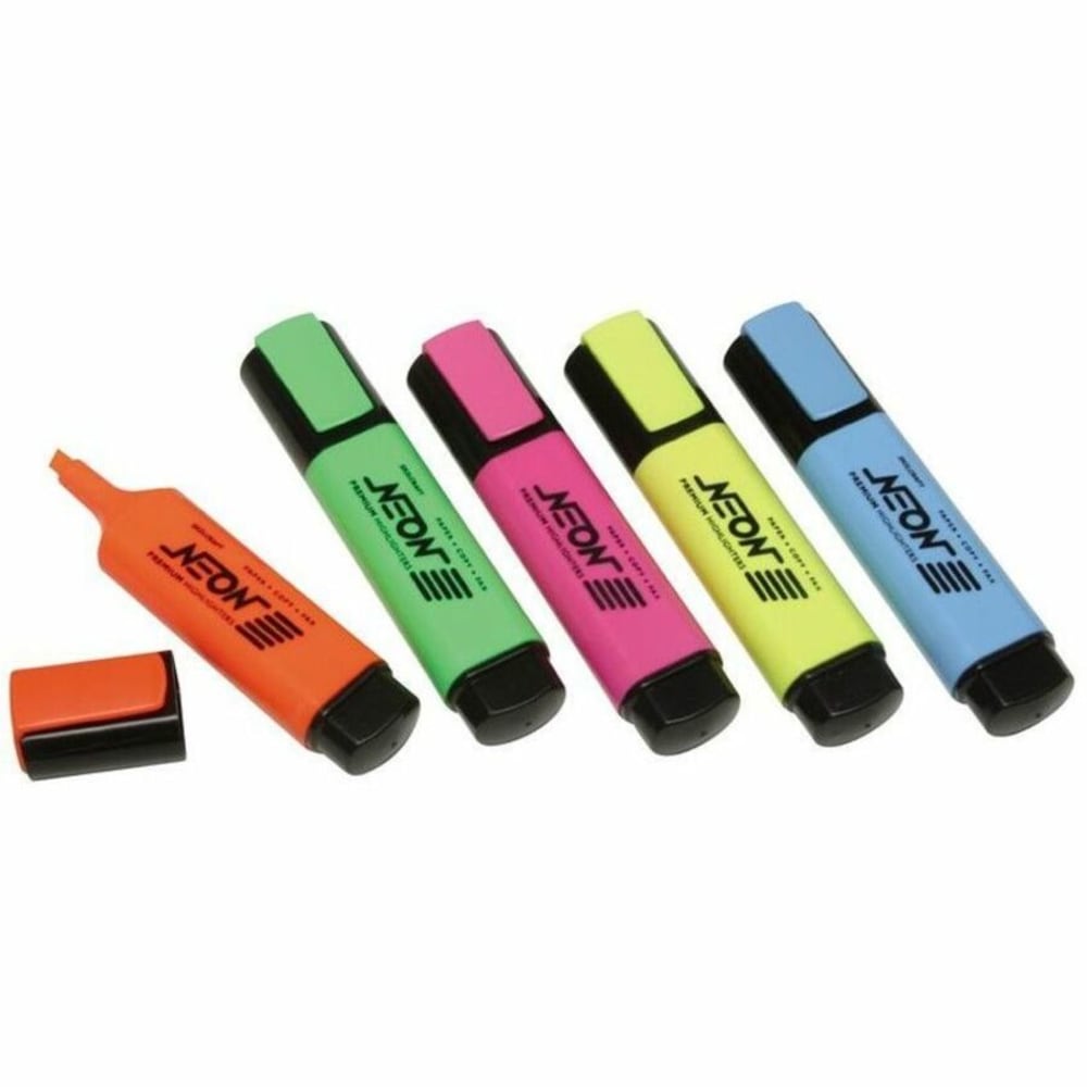 SKILCRAFT Fluorescent Highlighters, Assorted Fluorescent Colors, Box Of 5 (AbilityOne 7520-01-463-6556)