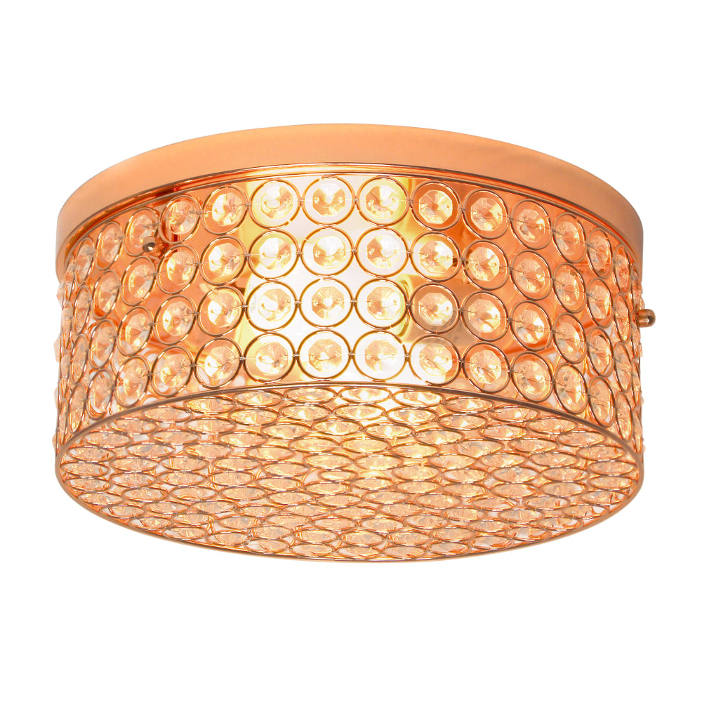 Elegant Designs Elipse Crystal 2-Light Round Flush-Mount Ceiling Fixture, 12inW, Rose Gold