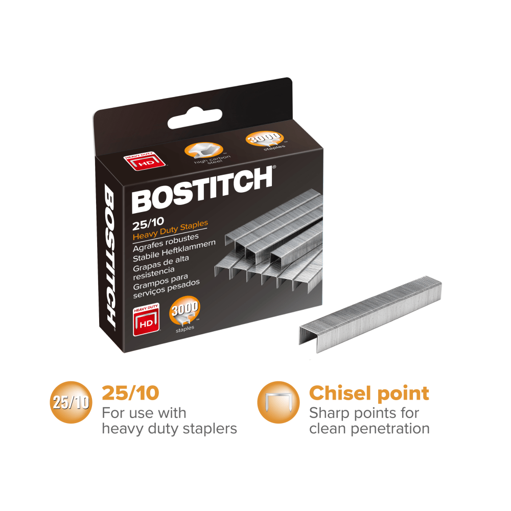 Bostitch Premium Heavy-Duty Staples, 3/8in Standard Strip, Box of 3,000