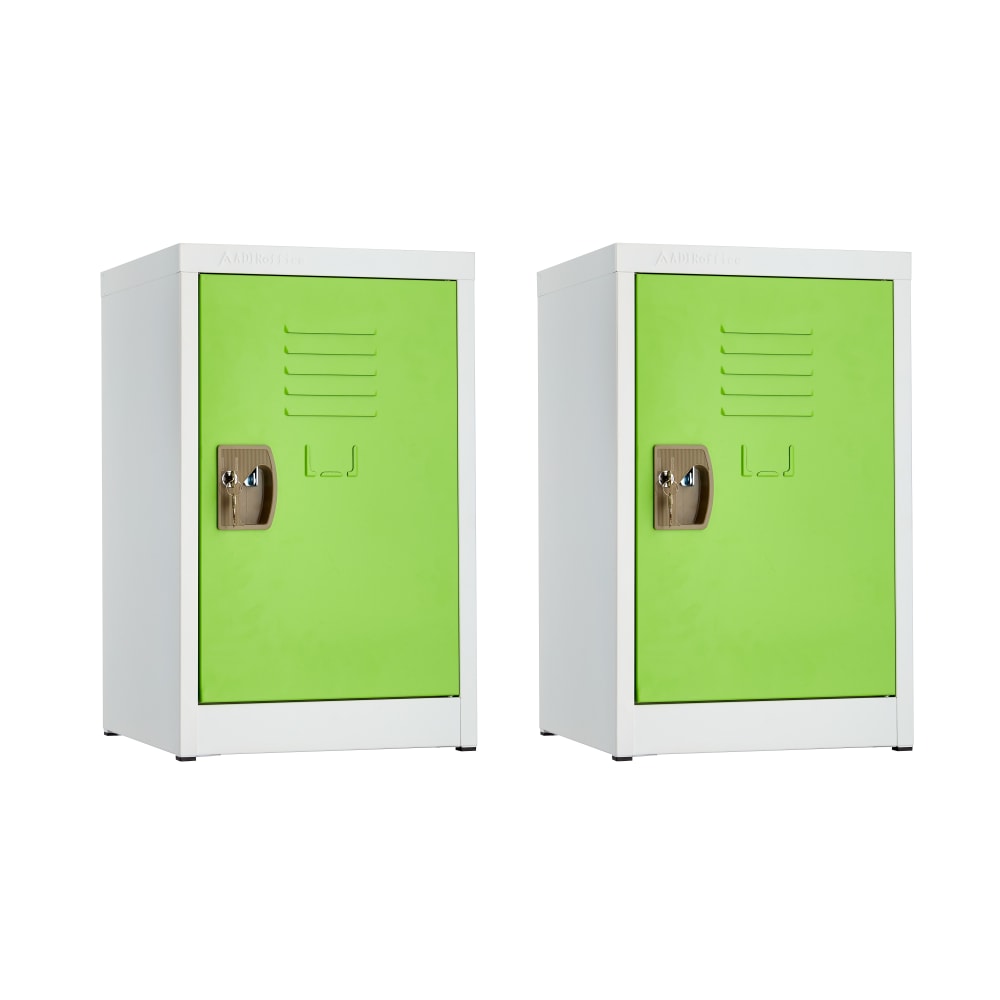 Alpine AdriOffice 1-Tier Steel Lockers, 24inH x 15inW x 15inD, Green, Set Of 2 Lockers