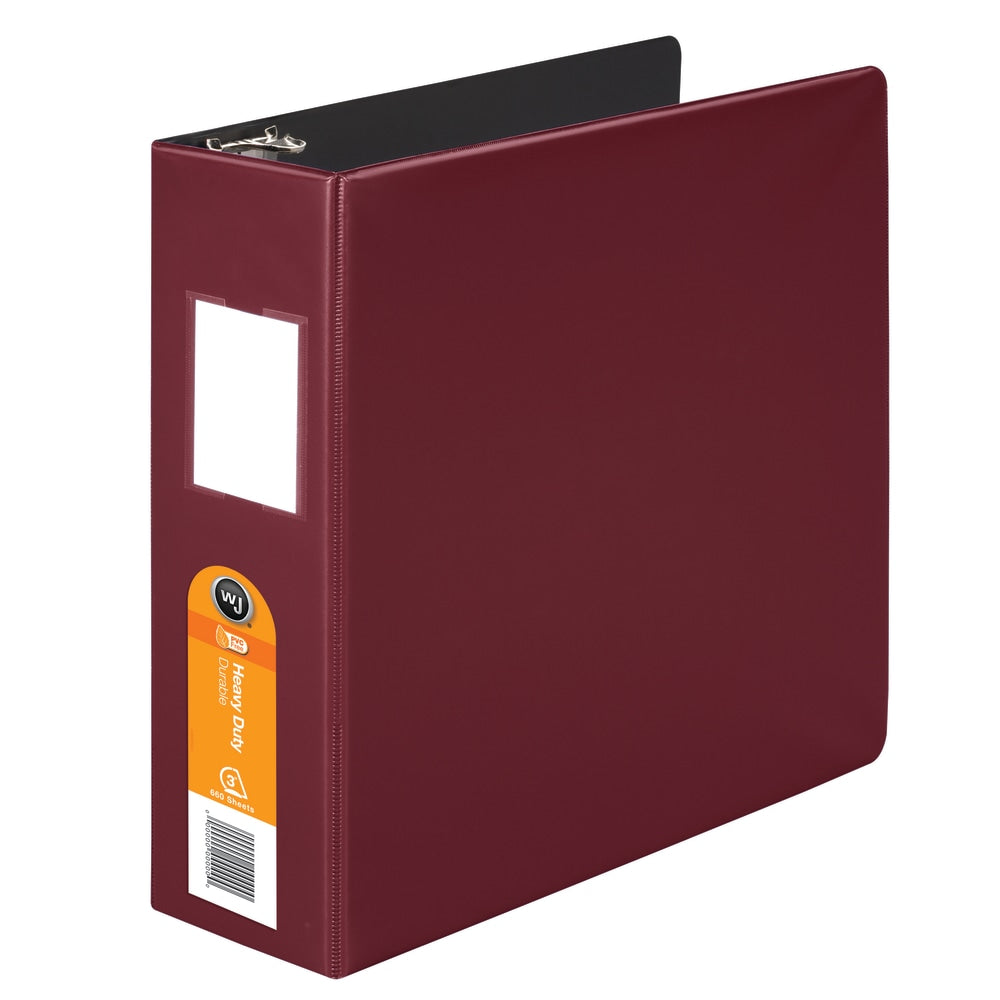 Wilson Jones Heavy-Duty 3-Ring Binder, 3in D-Rings, 42% Recycled, Dark Red