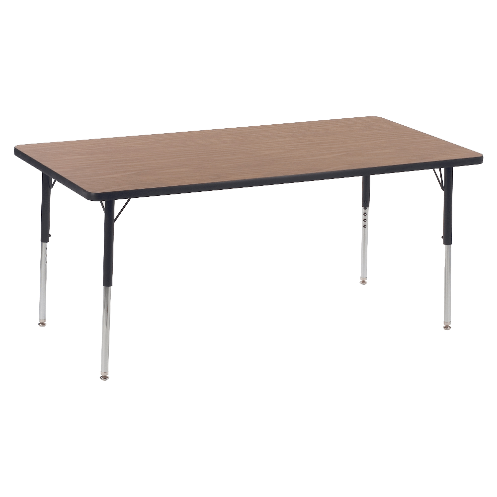 Lorell Classroom Rectangular Activity Table Top, 60inW x 30inD, Medium Oak/Black