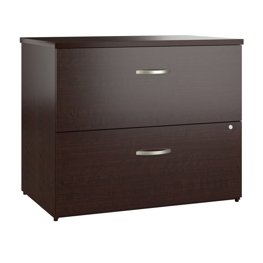 Bush Business Furniture Office-in-an-Hour 35-2/3inW x 23-1/3inD Lateral 2-Drawer File Cabinet, Mocha Cherry, Standard Delivery