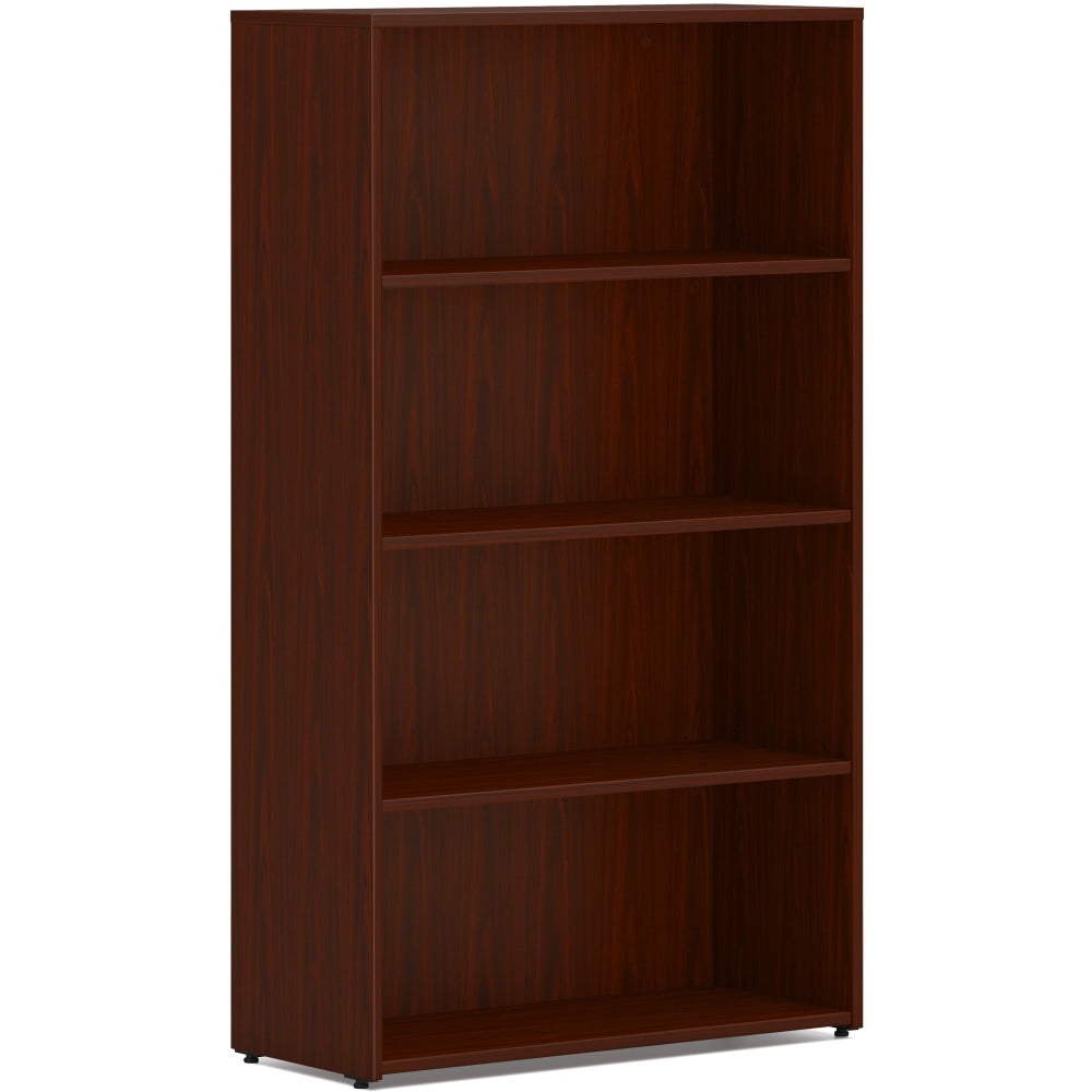 HON Mod HLPLBC3013B4 Book Case - 30in x 13in53in - 4 Shelve(s) - 2 Adjustable Shelf(ves) - Finish: Mahogany - Adjustable Shelf, Durable, Laminated, Scratch Resistant, Spill Resistant, Stain Resistant