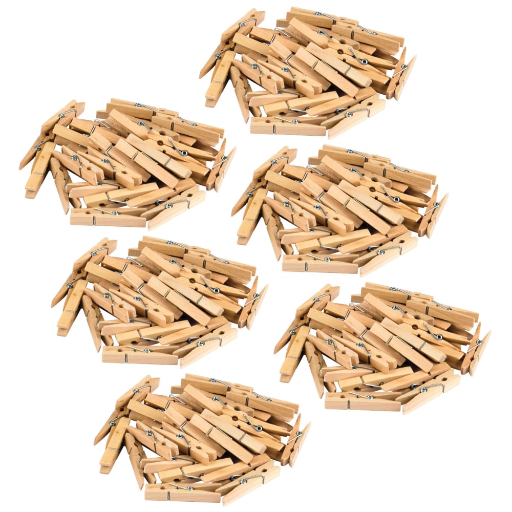 Teacher Created Resources STEM Basics Medium Clothespins, Beige, 50 Clothespins Per Pack, Set Of 6 Packs