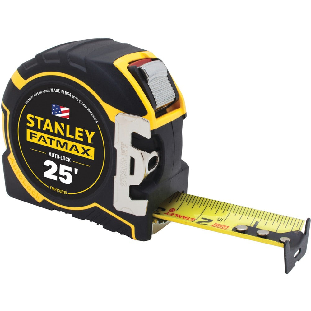 Stanley 25 ft. Fatmax Auto-Lock Tape Measure - 25 ft Length 1.3in Width - Imperial Measuring System - Yellow, Black