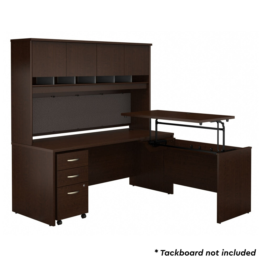 Bush Business Furniture Components 72inW 3 Position Sit to Stand L Shaped Desk with Hutch and Mobile File Cabinet, Mocha Cherry, Standard Delivery