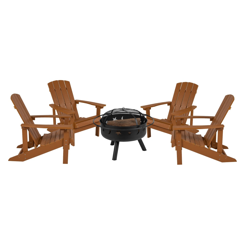 Flash Furniture 5-Piece Charlestown Adirondack Chair Set, Teak