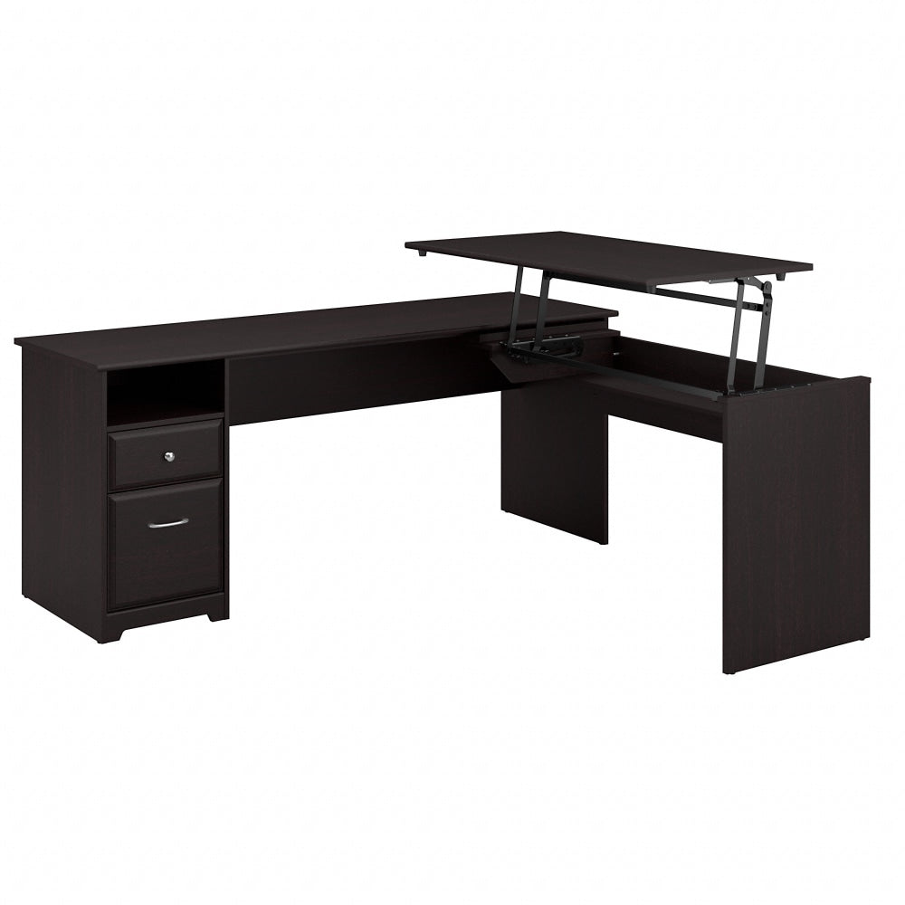 Bush Furniture Cabot 3 Position L Shaped Sit to Stand Desk, 72inW, Espresso Oak, Standard Delivery