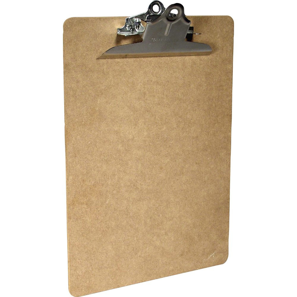 Saunders Brown Hardboard Clipboards - 1in Clip Capacity - 8 1/2in x 11in - Spring Clip - Standard - Hardboard - Brown - 1 Each