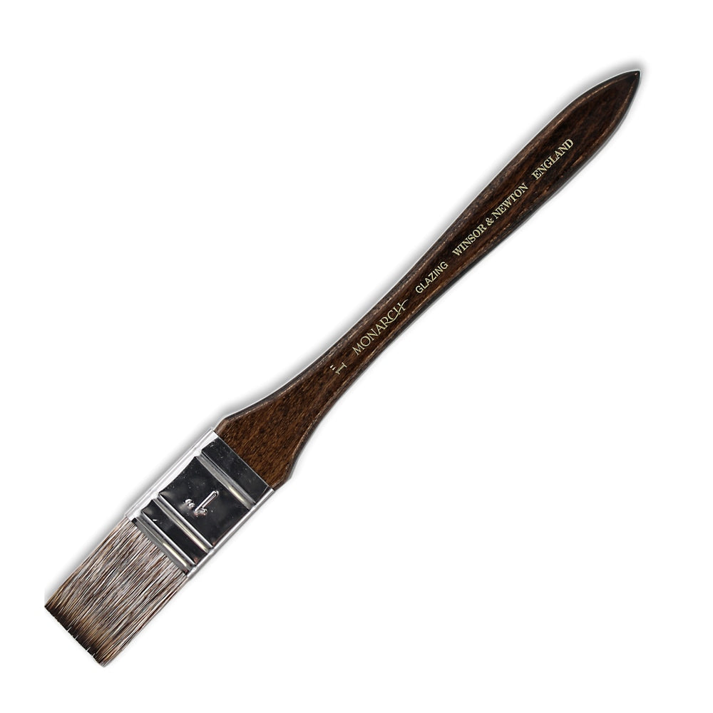 Winsor & Newton Monarch Paint Brush, Short Handle, 1in, Glazing/Varnishing Bristle, Synthetic, Brown