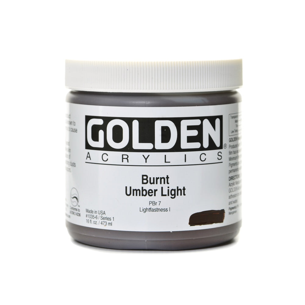 Golden Heavy Body Acrylic Paint, 16 Oz, Burnt Umber Light