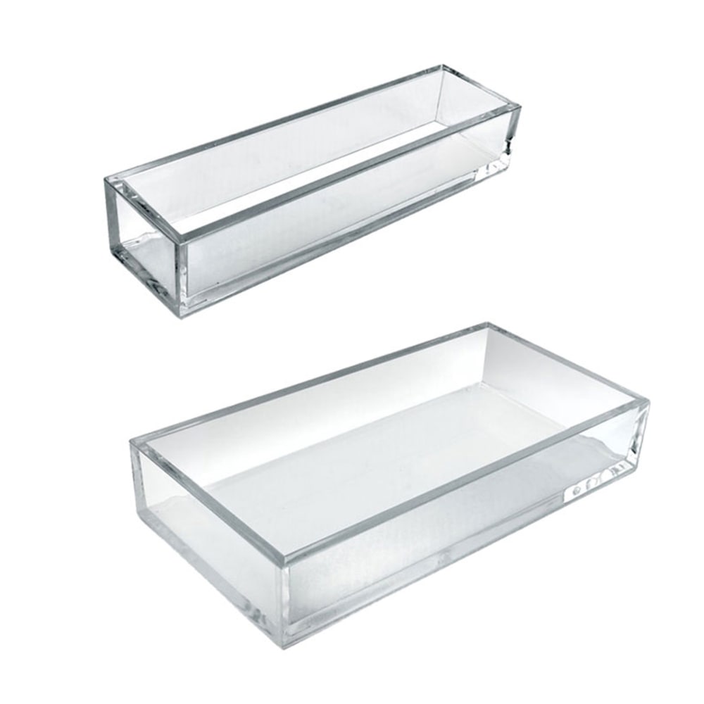 Azar Displays Deluxe Tray 3-Piece Set, Narrow Trays/Large Tray, Clear