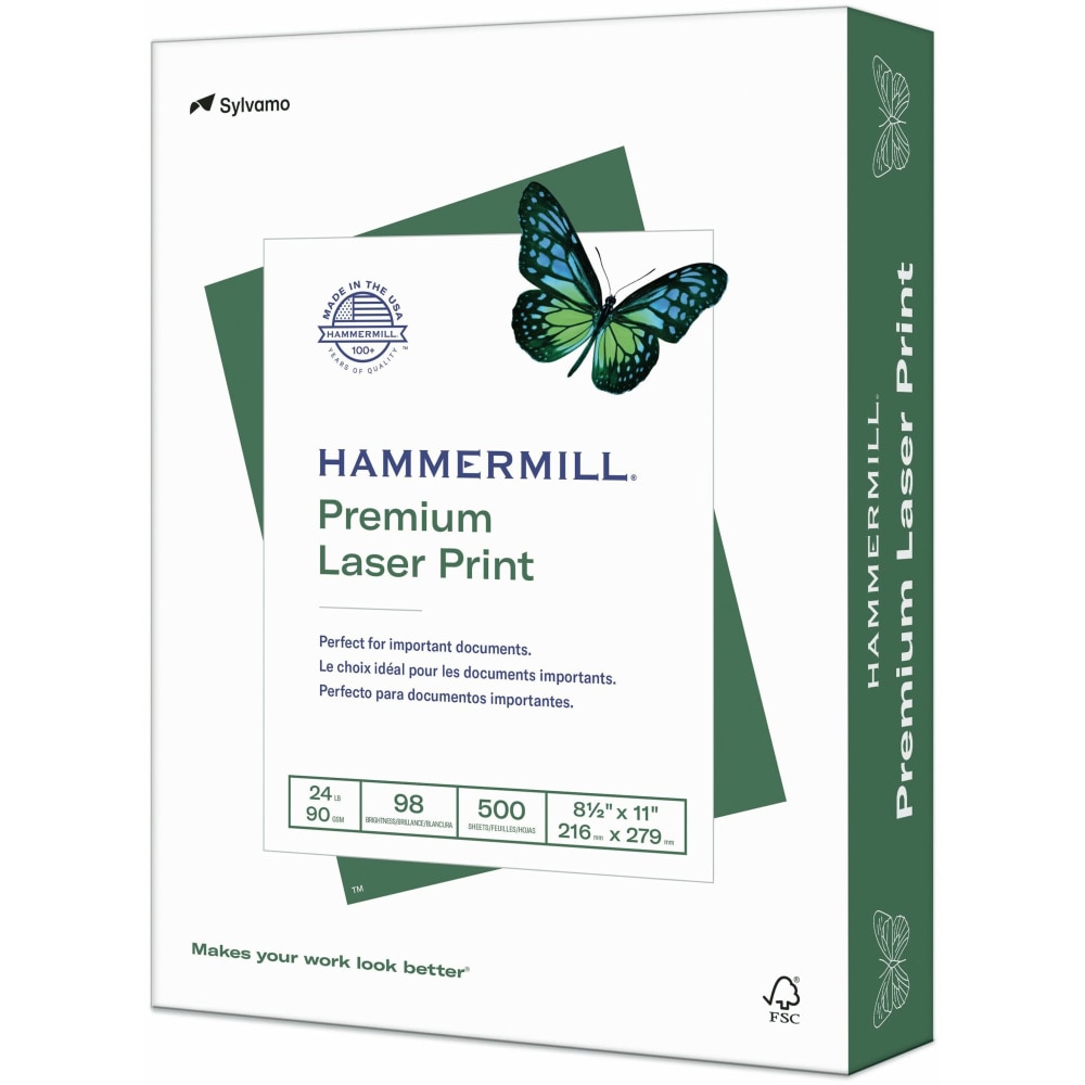 Hammermill Laser Print Paper - Letter - 8.5in x 11in - 24lb - Smooth - Radiant White