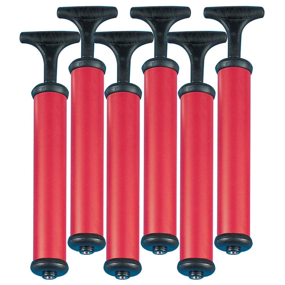 Champion Sports Hand Air Pumps, 10-1/4inH x 2-3/8inW x 1-3/4inD, Red/Black, Pack Of 6 Pumps