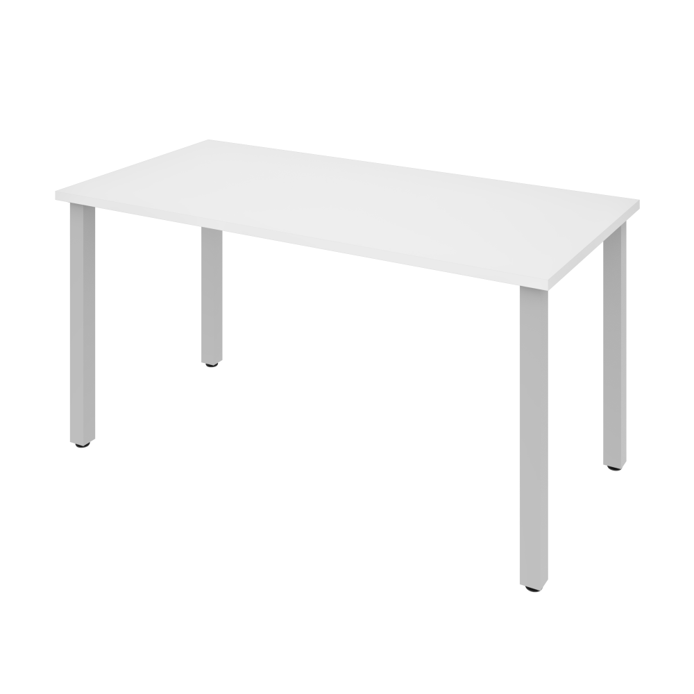 Bestar Universal 60inW Table Computer Desk With Square Metal Legs, White