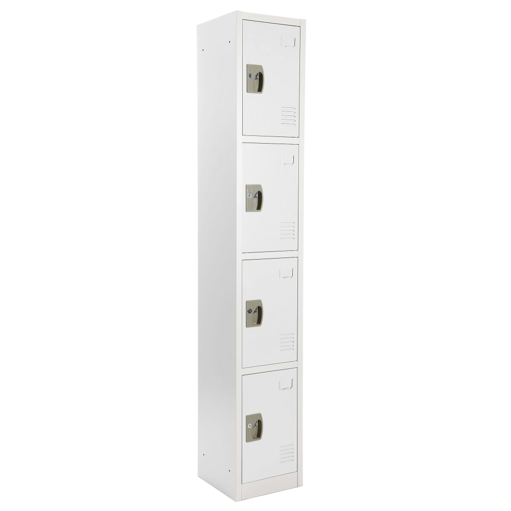 Alpine AdirOffice 4-Tier Steel Locker, 72inH x 12inW x 12inD, White