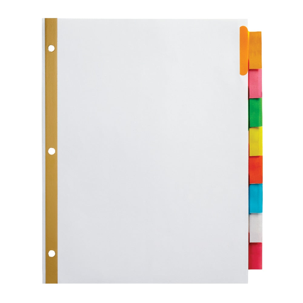 Office Depot Brand Insertable Dividers With Big Tabs, White, Assorted Colors, 8-Tab