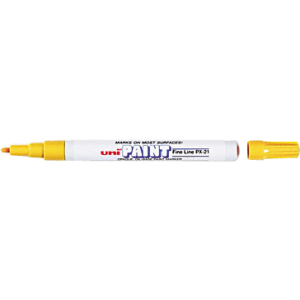 Uni-Ball Oil-Base Fine Line uni Paint Markers - Fine Marker Point - Yellow Oil Based Ink - 1 Each